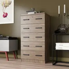 GENERICO - Cómoda con Llave George 5 Cajones Marrón R&R MUEBLES