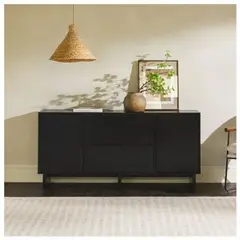 GENERICO - Aparador Moderno Emilia Negro 2 Puertas 2 Cajones R&R MUEBLES