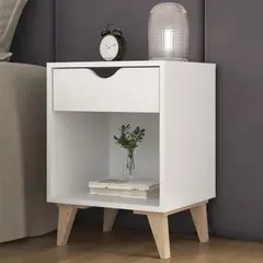 GENERICO - Velador Vintage Girona Blanco 1 Cajón R&R MUEBLES