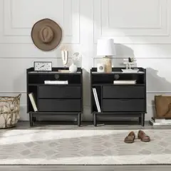 GENERICO - PACK X 2 Veladores Moderno Zamora Negro R&R MUEBLES