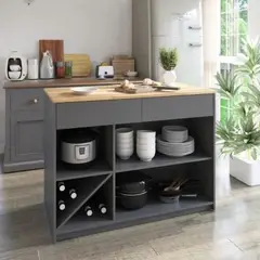 GENERICO - Isla de Cocina Moderna Raiza Gris 120 cm R&R MUEBLES