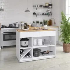 GENERICO - Isla de Cocina Moderna Raiza Blanco 120 cm R&R MUEBLES