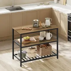 GENERICO - Isla de Cocina Moderna Alessio MarrónNegro R&R MUEBLES