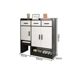 GENERICO - Zapatera Moderna con Banqueta Wally Negro R&R MUEBLES