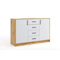 R&R MUEBLES - Aparador Moderno Blossom Blanco y Haya