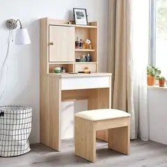 GENERICO - Tocador con Banqueta Moderno Averill Marrón Claro R&R MUEBLES