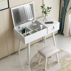 R&R MUEBLES - Tocador Vintage con Cajón con Llave Puno Blanco