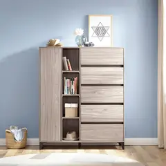 GENERICO - Aparador Moderno Keimy 1 Puerta 5 Cajones R&R MUEBLES