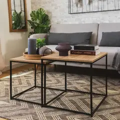 GENERICO - Set de 2 Mesas de Centro Retro Industrial Zac R&R MUEBLES