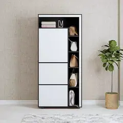 GENERICO - Zapatera Moderna Noemi Negro/Blanco R&R Muebles