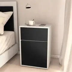 GENERICO - Velador con Zapatera Moderna Natie Blanco con Negro R&R Muebles