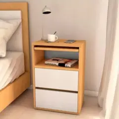 GENERICO - Velador con Bandeja Desayunador Color Haya con Blanco R&R Muebles