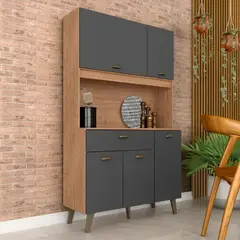 GENERICO - Mueble de Cocina Nodoka Marrón y Gris 5 Puertas R&R MUEBLES