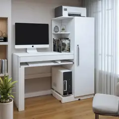 GENERICO - Escritorio Moderno con Armario Kikka Blanco R&R MUEBLES