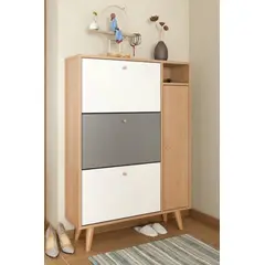 GENERICO - Zapatera Vintage Lisa de 3 Cajones R&R MUEBLES