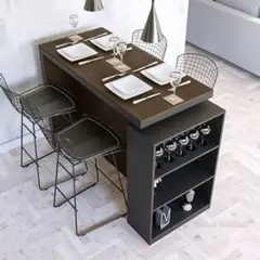 GENERICO - Mesa Barra Desayunador Olivia Wengue con Negro R&R MUEBLES