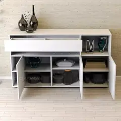 R&R MUEBLES - Aparador Vajillero Moderno Lucila Duna y Blanco 1 cajón 3 puertas