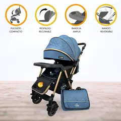 CUZKA - Coche Cuna Reversible de Aluminio «ZARAGOZA» Blue
