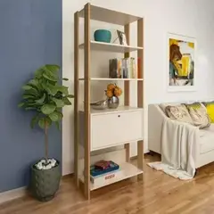 GENERICO - Estante Moderno Carlotte 1 Cajón Blanco/Duna R&R Muebles