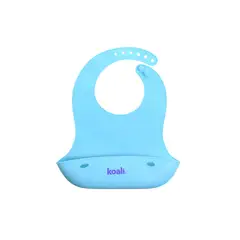 KOALI - Babero Bebe de Silicona Celeste Bolsillo Recolector