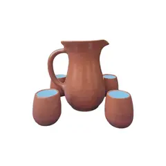 ACHALLAY ARTESANIA DE BARRO - Juego de Jarra 500 ml + Vasitos Cerámica