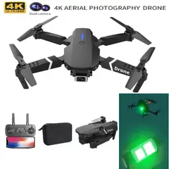 GENERICO - Dron E88 4K + Luz LED 7 Color WiFi Cámara HD Plegable Navidad Genieka