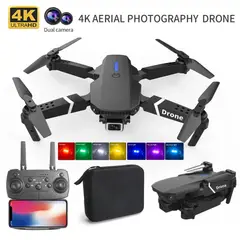 GENERICO - Dron E88 4K + Luz LED 7 Color Cámara HD Plegable WiFi Navidad Genieka