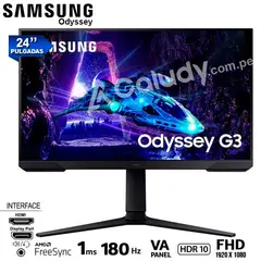 SAMSUNG - Monitor Odyssey G3 LS24DG300ELXPE VA FHD 180Hz 1ms FreeSync