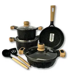 GENERICO - Juego de Ollas Granito Roca Volcánica 9 Piezas