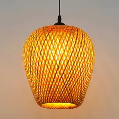 HOME NEAT - Lámpara Colgante de Techo de Bambú Vintage E27 Ø25cmx 26cm