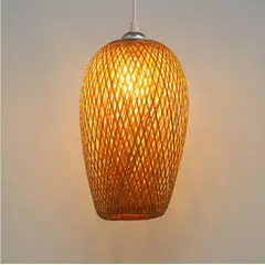 HOME NEAT - Lámpara Colgante de Techo de Bambú Vintage E27 Ø23cmx 36cm