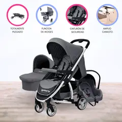 CARESTINO - Coche de Paseo con Accesorios «LONDON» Gris