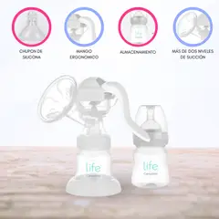 CARESTINO - Extractor de leche Manual con mamadera «LIFE» Gris
