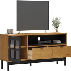 TU MESITA - Mesa de TV Multiusos Jenner HayaNegro 1 puerta 2 cajones