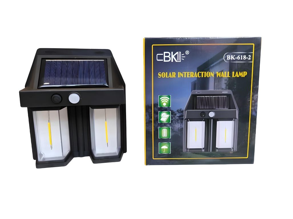 LÁMPARA FOCO SOLAR DE PARED SENSOR MOVIMIENTO EXTERIORES RECARGABLE