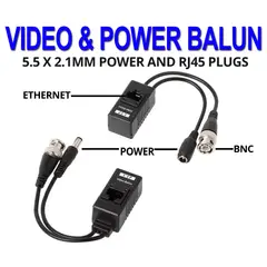 GENERICO - Balun de video con conector de alimentación BNC a RJ45 UTP Cat5
