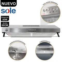SOLE - Campana Extractora Roma Acero Inoxidable 60cm TURE15C0V2