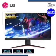 LG - Monitor Gamer 24GN65R-B 24 FullHD 1miliseg 144Hz