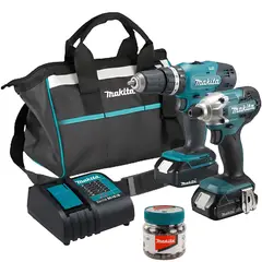 MAKITA - Taladro Dhp453 + Atornillador Dtd156 + 2batcargador + Puntera