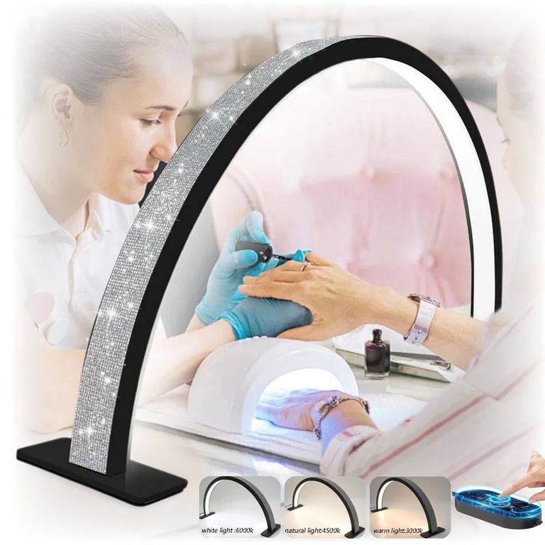 Lámpara LED Modelo Media Luna de Mesa Ideal Estética Manicure Pestañas