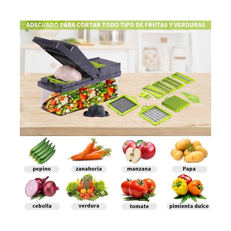 Rebanador Rallador Picador De Verduras Y Frutas Multiuso 12 en 1
