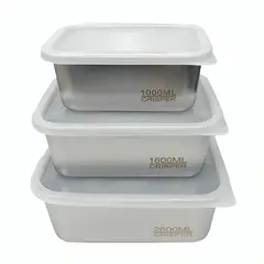 GENERICO - Set 3 Táper de Almacenamiento Alimentos Herméticas de Acero Inoxidable