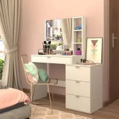 R&R MUEBLES - Tocador Moderno Bolaño 4 Cajones Blanco