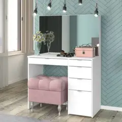 GENERICO - Tocador Moderno Nieves 5 Cajones Blanco R&R Muebles