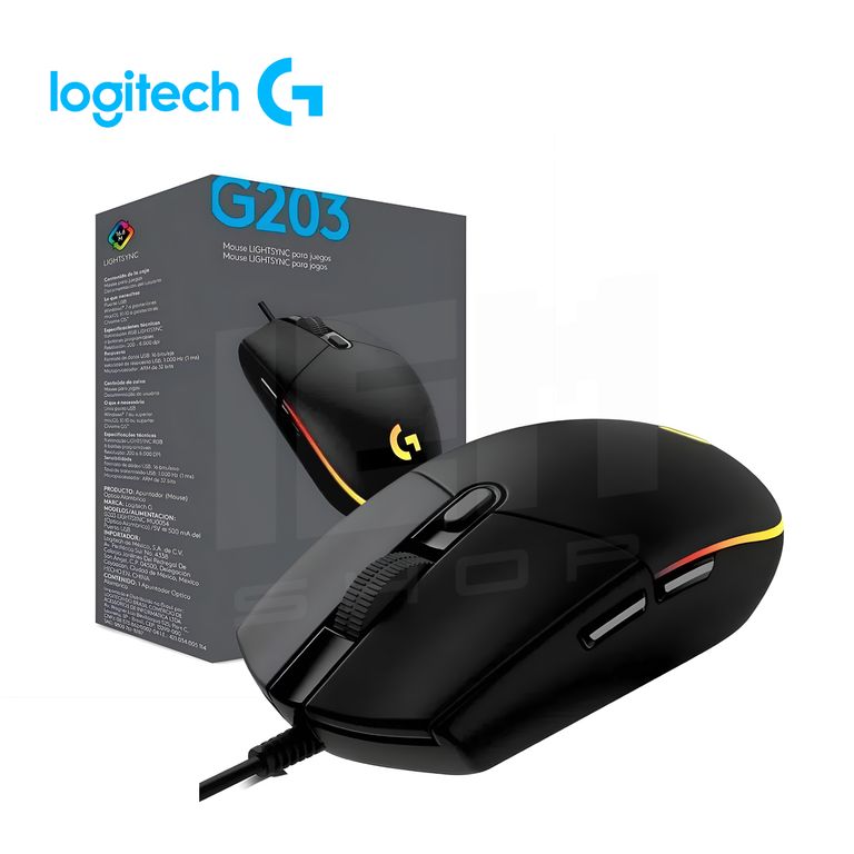 Mouse G203 RGB Lightsync 8000 DPI Black Negro USB