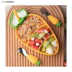 IMPORTADO MC - Plato Tipo Zanahoria para Bebés Niños