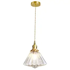 HOME NEAT - Lámpara colgante de Vidrio Vintage Ø18cm E27- Claro-