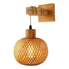 HOME NEAT - Apliques De Pared de Bambú Vintage E27 Para Dormitorio
