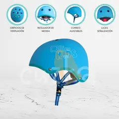 OLLIE - Casco Protector Regulable Para Niño «S KIDS» LIGTH BLUE