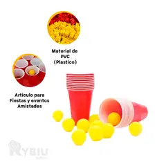 RYBIU IMPORT - Set para Jugar con Amigos Ping Pong Y+Banderitas Adhesivas